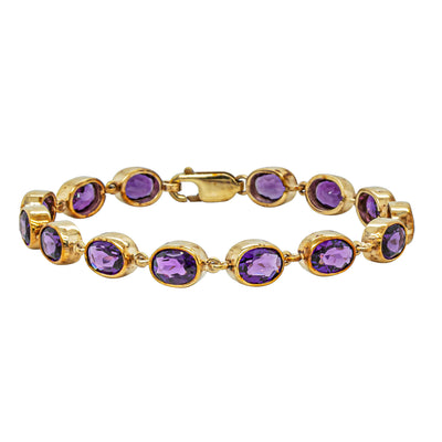 Deja Vu 9ct Yellow Gold 17.50ct Amethyst Tennis Bracelet - Bracelet - Walker & Hall