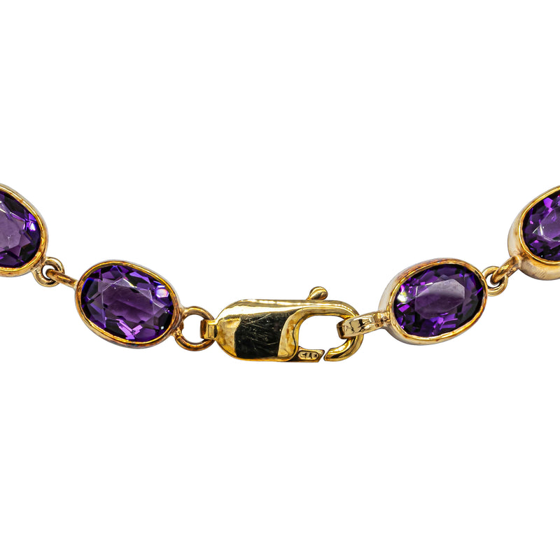 Deja Vu 9ct Yellow Gold 17.50ct Amethyst Tennis Bracelet - Bracelet - Walker & Hall