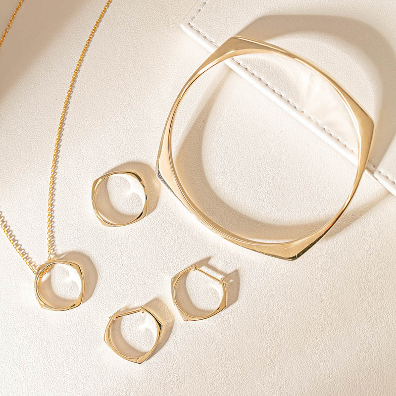 9ct Yellow Gold Eos Hoop Earrings-Earrings-Walker & Hall