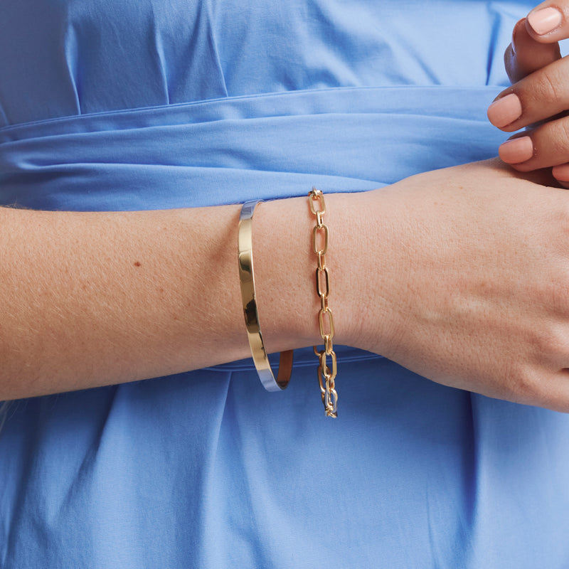 9ct Yellow Gold Oval Bangle-Bracelet-Walker & Hall