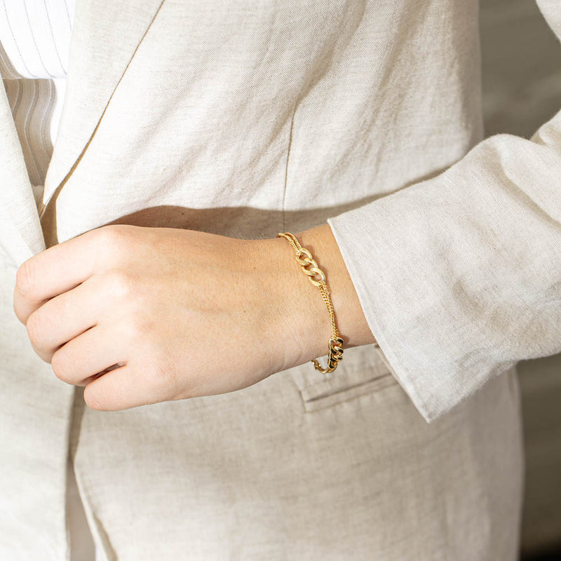 9ct Yellow Gold Interlink Bracelet-Bracelet-Walker & Hall