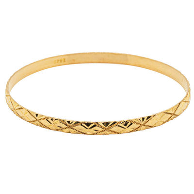 Deja Vu 22ct Yellow Gold Patterned Bangle-Bracelet-Walker & Hall