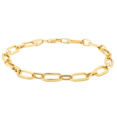 9ct Yellow Gold Paperclip Link Bracelet-Bracelet-Walker & Hall