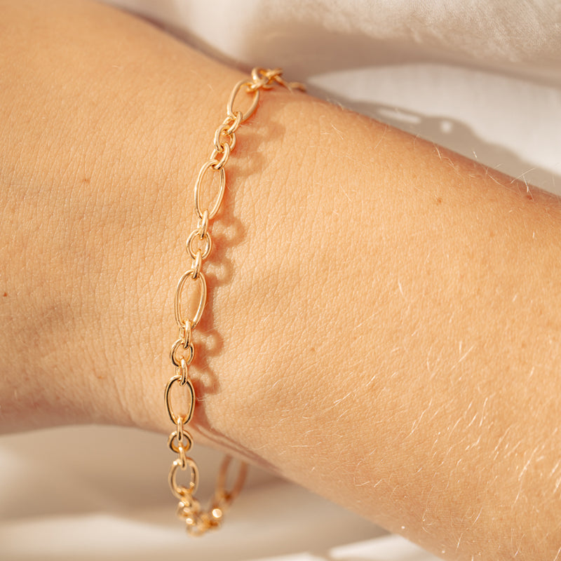 9ct Yellow Gold Figaro Bracelet-Bracelet-Walker & Hall