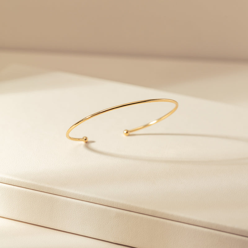 14ct Yellow Gold Fine Torc Bangle-Bracelet-Walker & Hall