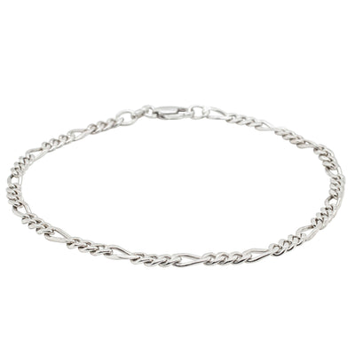 Deja Vu 9ct White Gold Figaro Bracelet-Bracelet-Walker & Hall