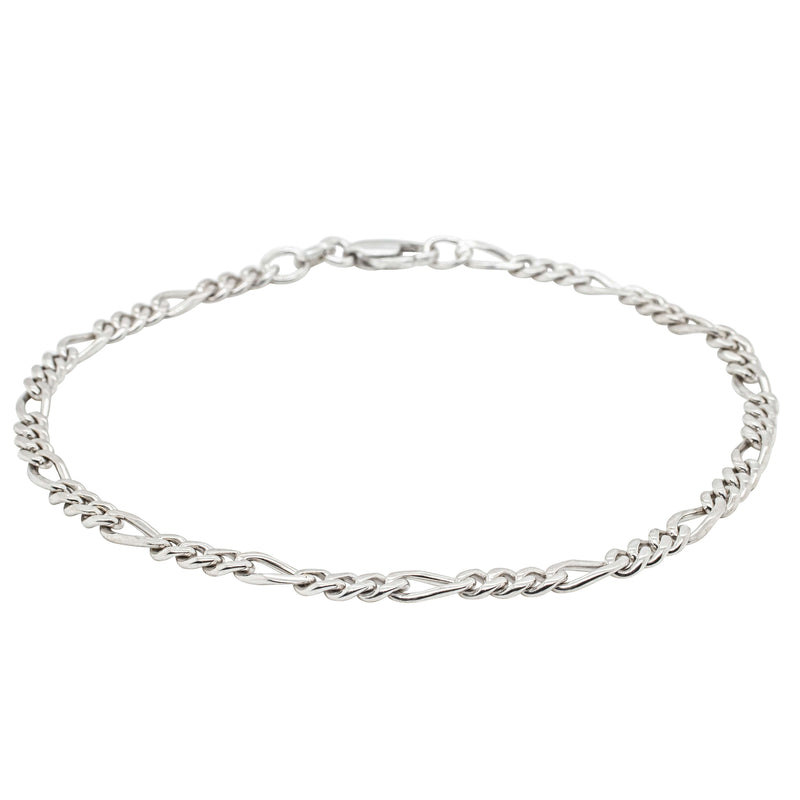 Deja Vu 9ct White Gold Figaro Bracelet-Bracelet-Walker & Hall