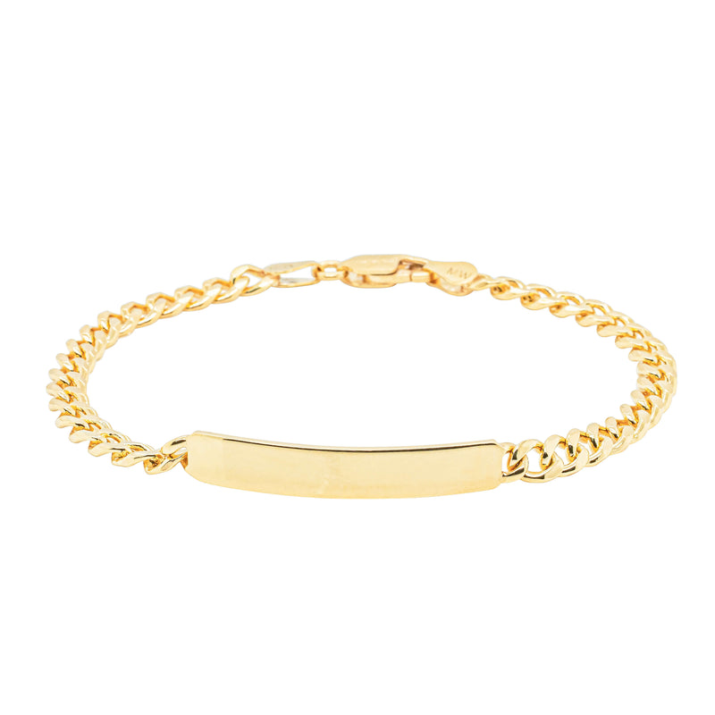 9ct Yellow Gold Curb Link ID Bracelet-Bracelet-Walker & Hall