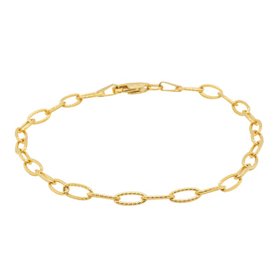 9ct Yellow Gold Textured Oval Link Bracelet-Bracelet-Walker & Hall