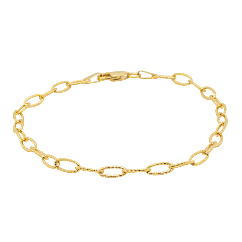 9ct Yellow Gold Textured Oval Link Bracelet-Bracelet-Walker & Hall