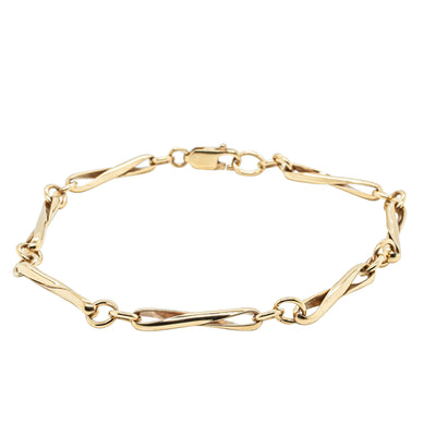 Deja Vu 9ct Yellow Gold Twist Link Bracelet-Bracelet-Walker & Hall