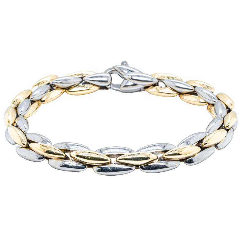 Deja Vu 18ct Yellow & White Gold Hollow Fancy Link Bracelet-Bracelet-Walker & Hall