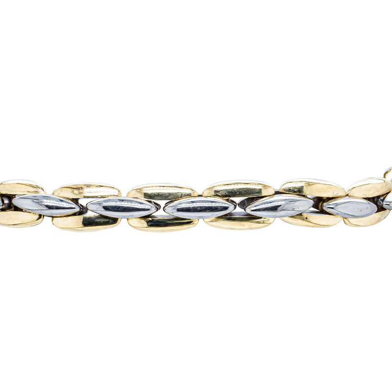 Deja Vu 18ct Yellow & White Gold Hollow Fancy Link Bracelet-Bracelet-Walker & Hall