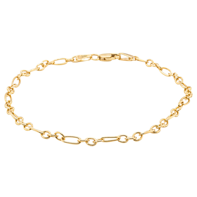 9ct Yellow Gold Oval Figaro Bracelet-Bracelet-Walker & Hall