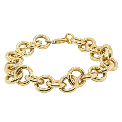 Deja Vu 14ct Yellow Gold Hollow Round Link Bracelet - Bracelet - Walker & Hall