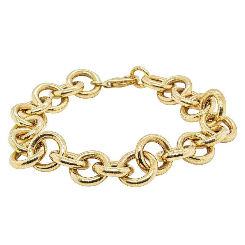 Deja Vu 14ct Yellow Gold Hollow Round Link Bracelet - Bracelet - Walker & Hall