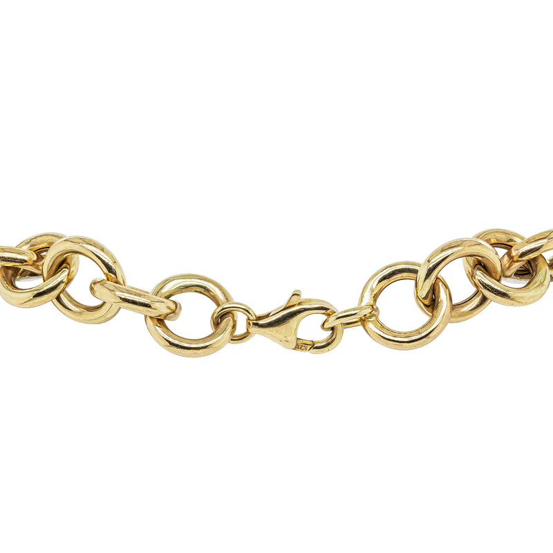 Deja Vu 14ct Yellow Gold Hollow Round Link Bracelet - Bracelet - Walker & Hall