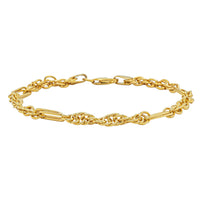 9ct Yellow Gold Double Paperclip & Cable Link Bracelet - Bracelet - Walker & Hall