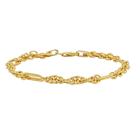 9ct Yellow Gold Double Paperclip & Cable Link Bracelet - Bracelet - Walker & Hall