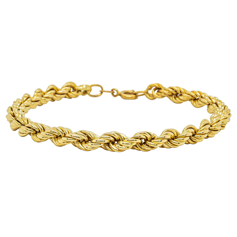 Deja Vu 18ct Yellow Gold Hollow Twist Link Bracelet - Bracelet - Walker & Hall