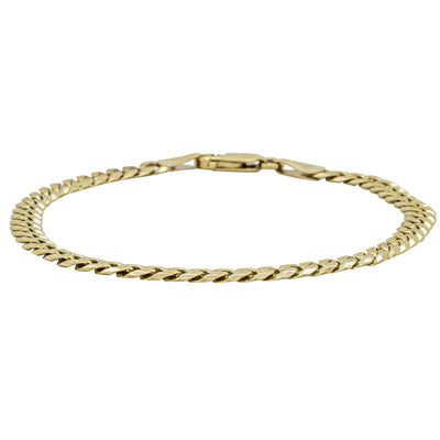 Deja Vu 9ct Yellow Gold Textured Curb Link Bracelet 18cm - Bracelet - Walker & Hall