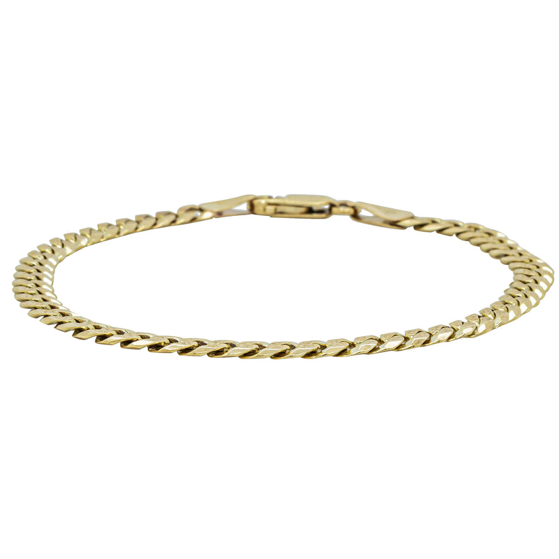 Deja Vu 9ct Yellow Gold Textured Curb Link Bracelet 18cm - Bracelet - Walker & Hall