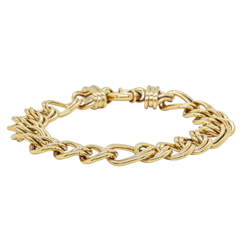 Vintage 9ct Yellow Gold Open Double Curb Link Bracelet - Bracelet - Walker & Hall