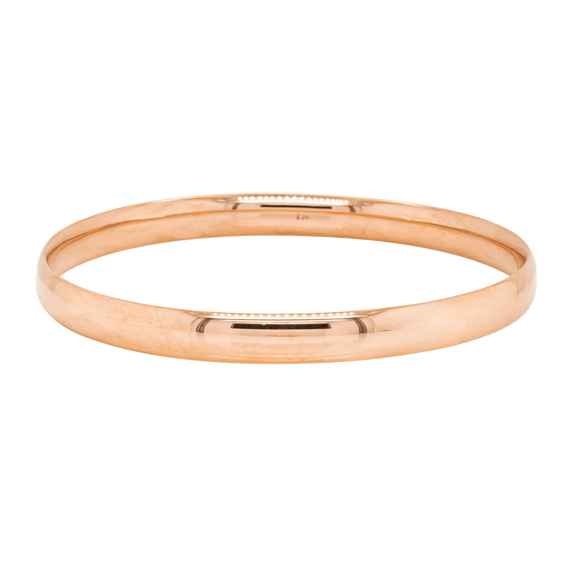 Deja Vu 9ct Rose Gold Solid Bangle - 62mm - Bracelet - Walker & Hall