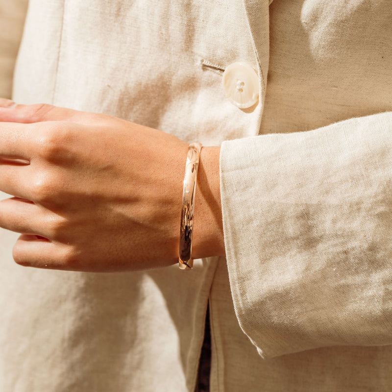Deja Vu 9ct Rose Gold Solid Bangle - 62mm - Bracelet - Walker & Hall