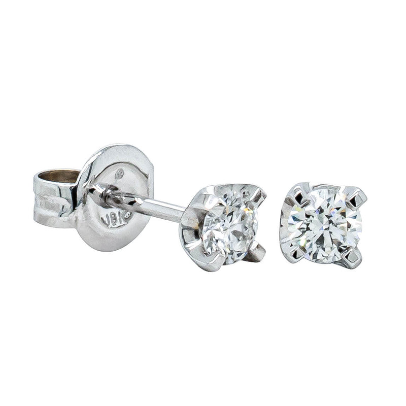 18ct White Gold .25ct Diamond Studs-Earrings-Walker & Hall