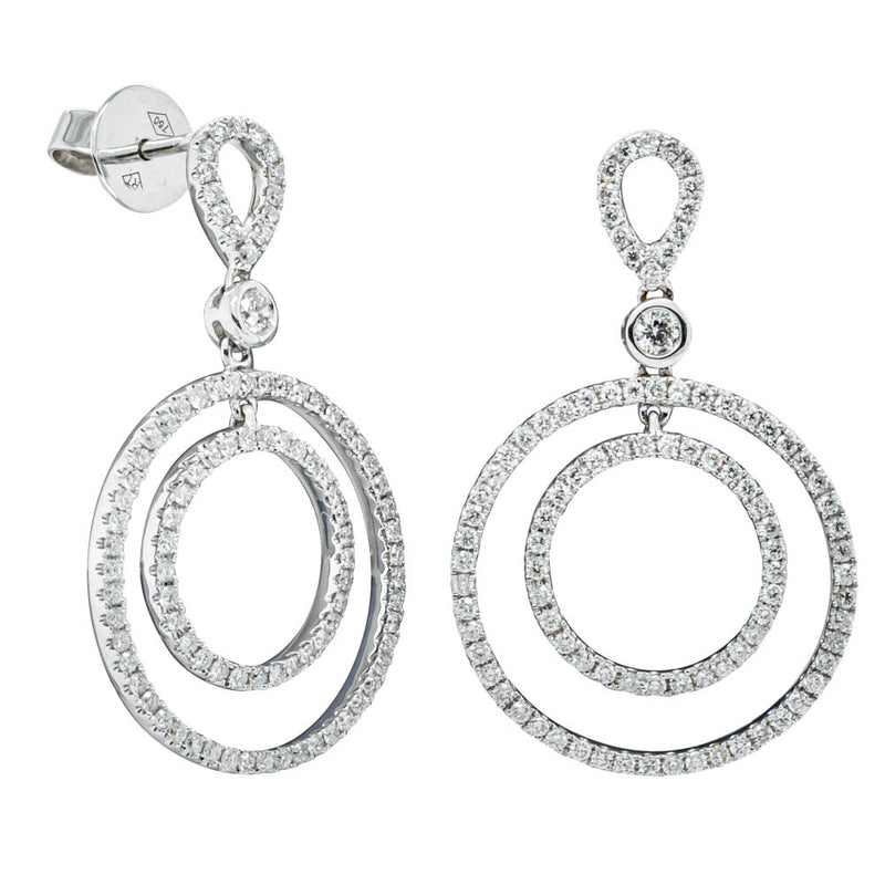 18ct White Gold Diamond Circle Earrings-Earrings-Walker & Hall