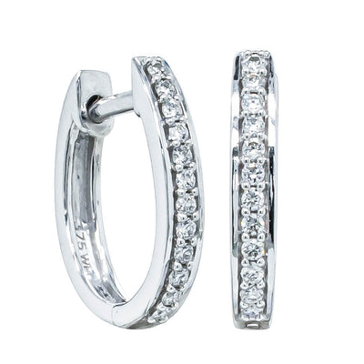 9ct White Gold .15ct Diamond Huggie Earrings-Earrings-Walker & Hall