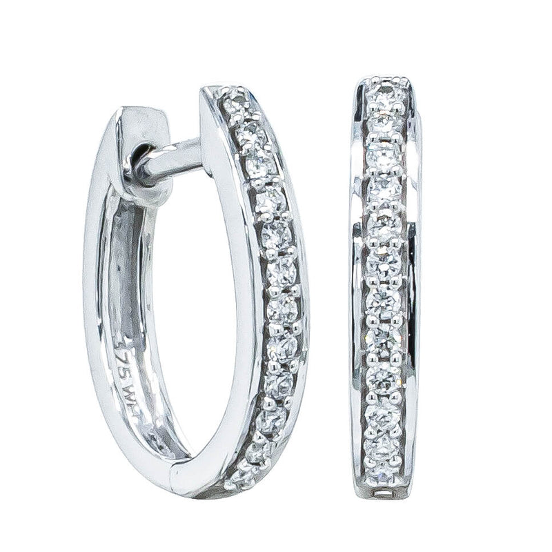 9ct White Gold .15ct Diamond Huggie Earrings-Earrings-Walker & Hall