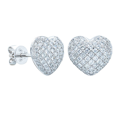 18ct White Gold Diamond Heart Studs-Earrings-Walker & Hall