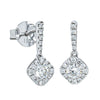 18ct White Gold .31ct Diamond Cluster Drop Earrings-Earrings-Walker & Hall
