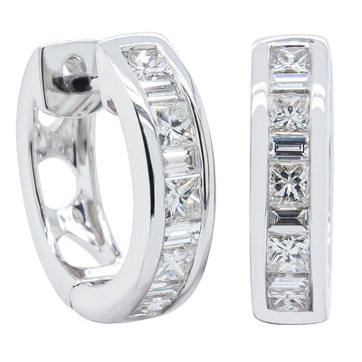 18ct White Gold .84ct Diamond Huggie Earrings-Earrings-Walker & Hall