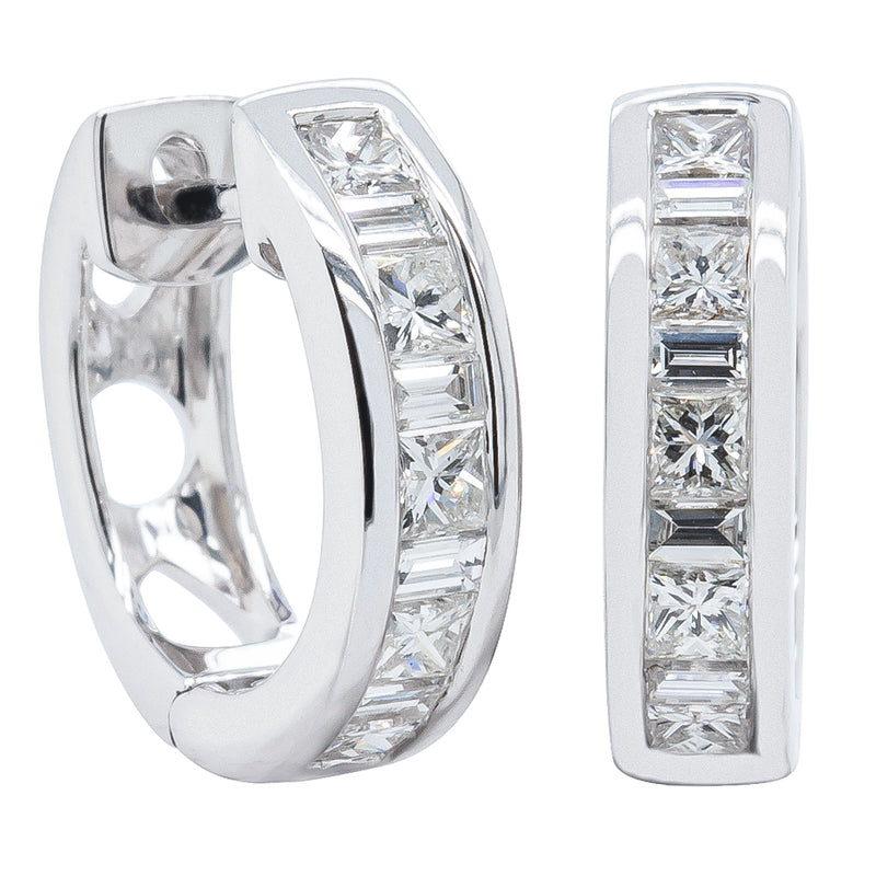 18ct White Gold .84ct Diamond Huggie Earrings-Earrings-Walker & Hall