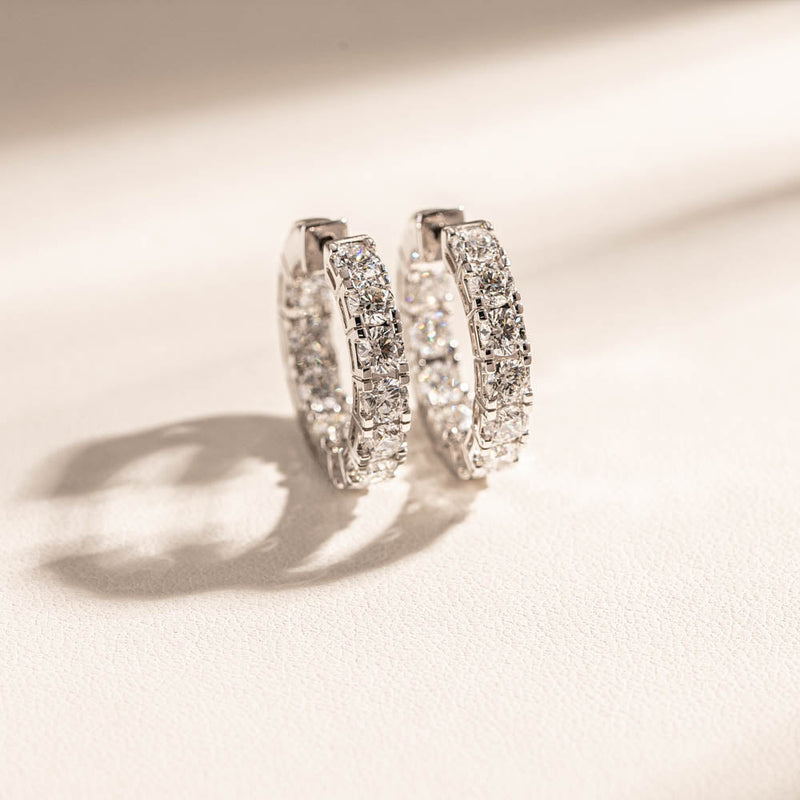 18ct White Gold 4.00ct Diamond Jubilee Hoop Earrings-Earrings-Walker & Hall