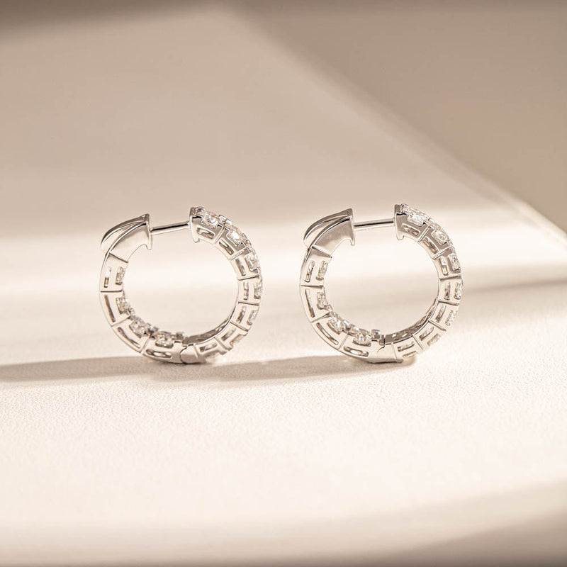 18ct White Gold 4.00ct Diamond Jubilee Hoop Earrings-Earrings-Walker & Hall