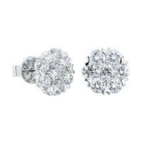 18ct White Gold 3.01ct Diamond Lotus Stud Earrings-Earrings-Walker & Hall
