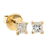 18ct Yellow Gold .82ct Princess Cut Diamond Blossom Stud Earrings-Earrings-Walker & Hall