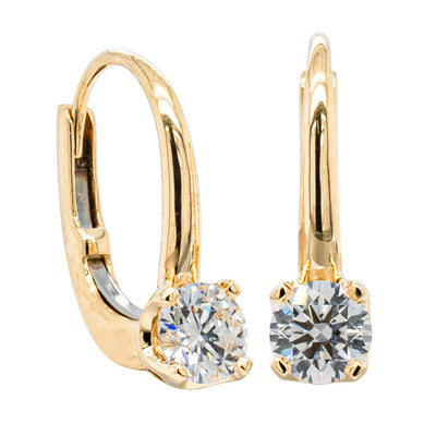 18ct Yellow Gold .69ct Diamond Blossom Hook Earrings-Earrings-Walker & Hall