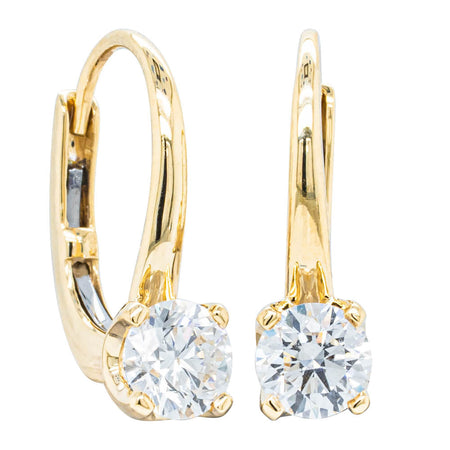 18ct Yellow Gold .80ct Diamond Blossom Hook Earrings-Earrings-Walker & Hall