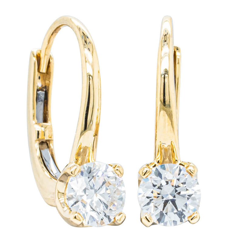 18ct Yellow Gold .80ct Diamond Blossom Hook Earrings-Earrings-Walker & Hall