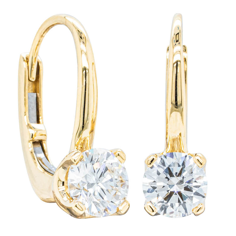 18ct Yellow Gold 1.00ct Diamond Blossom Hook Earrings-Earrings-Walker & Hall