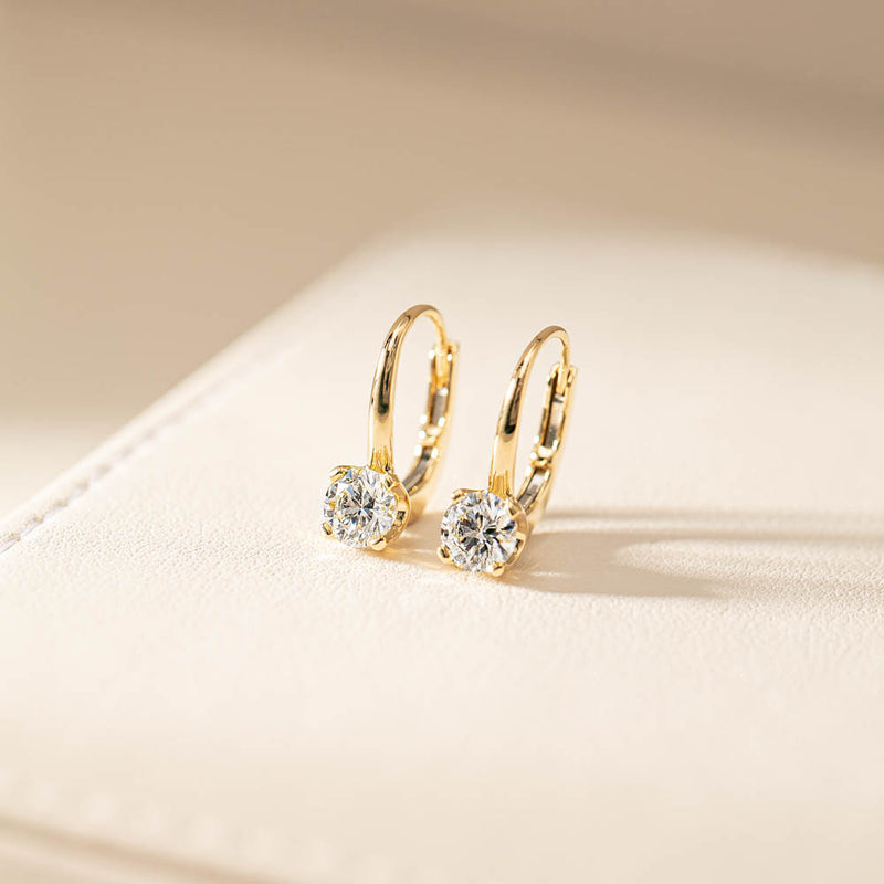 18ct Yellow Gold 1.00ct Diamond Blossom Hook Earrings-Earrings-Walker & Hall