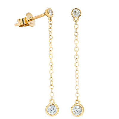 18ct Yellow Gold Diamond Drop Earrings-Earrings-Walker & Hall
