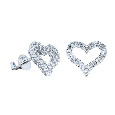 18ct White Gold .46ct Diamond Heart Stud Earrings-Earrings-Walker & Hall
