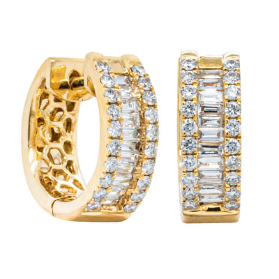 18ct Yellow Gold Diamond Huggie Earrings-Earrings-Walker & Hall