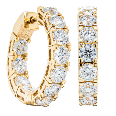 18ct Yellow Gold 4.00ct Diamond Jubilee Hoop Earrings-Earrings-Walker & Hall